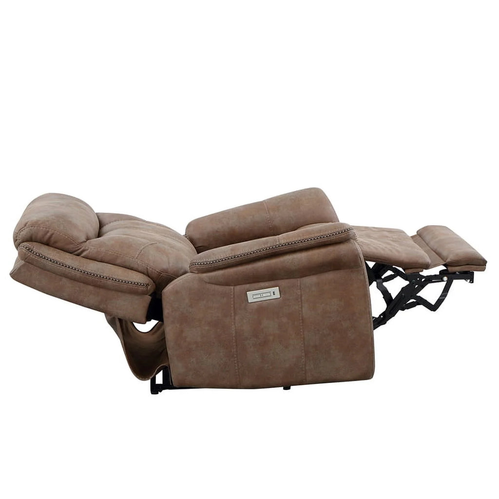 Camel Brown Polyester Faux Suede Leather Power Recliner B724657