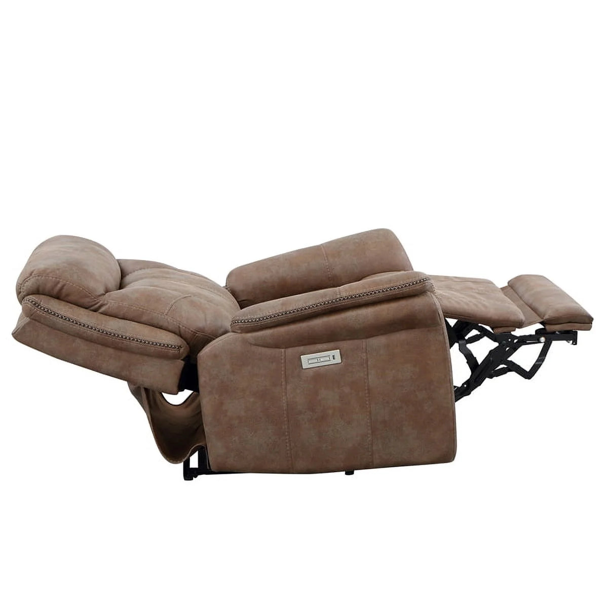 Camel Brown Polyester Faux Suede Leather Power Recliner B724657