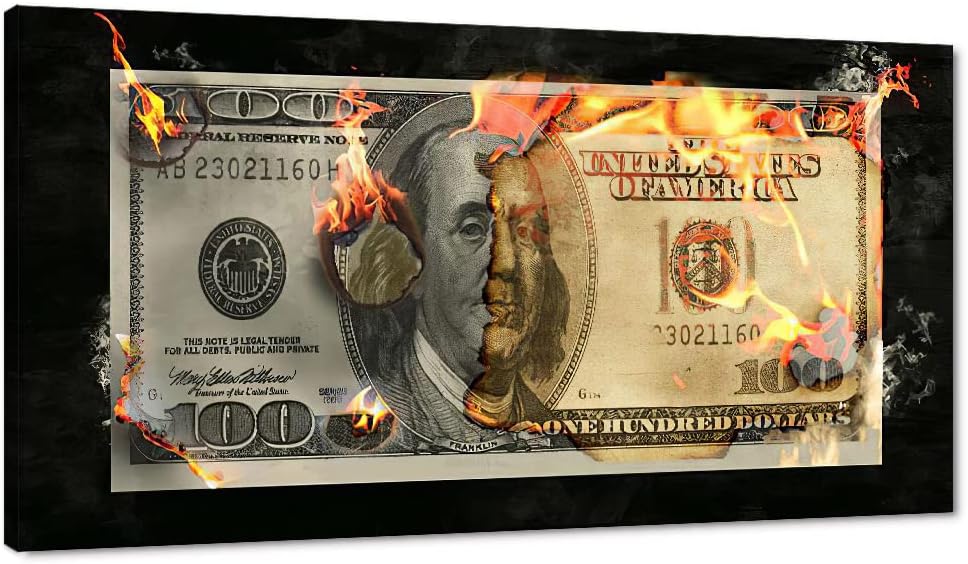 Broken 100 Dollars Bill Poster Print on Canvas Wall Decor Framed Ready to Hang S967329