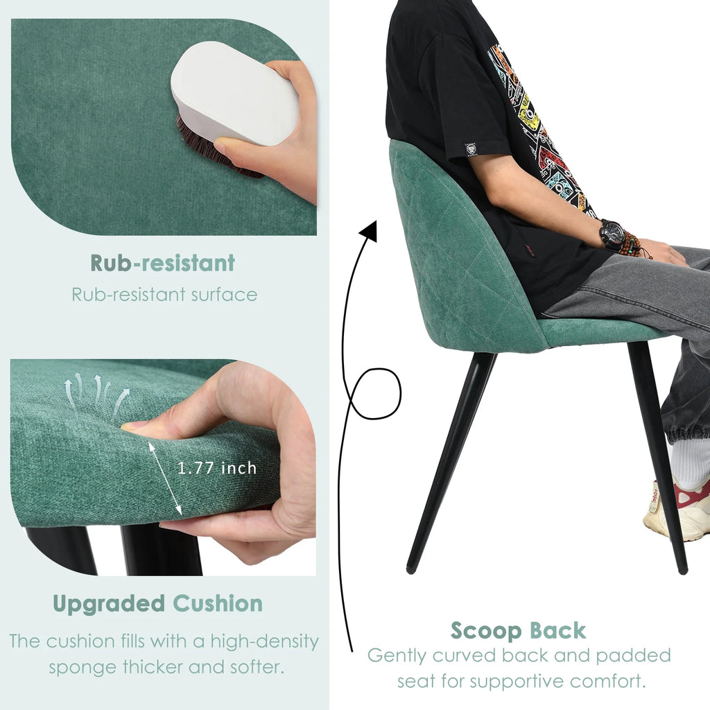 Green Fabric Upholstered Dining Chairs Set of 2 J230