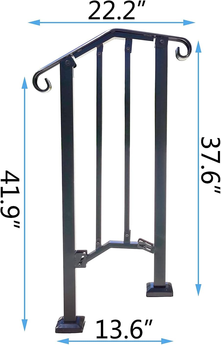 Black Metal Handrail Stair Railing Kit for 1 to 2 Step E5925
