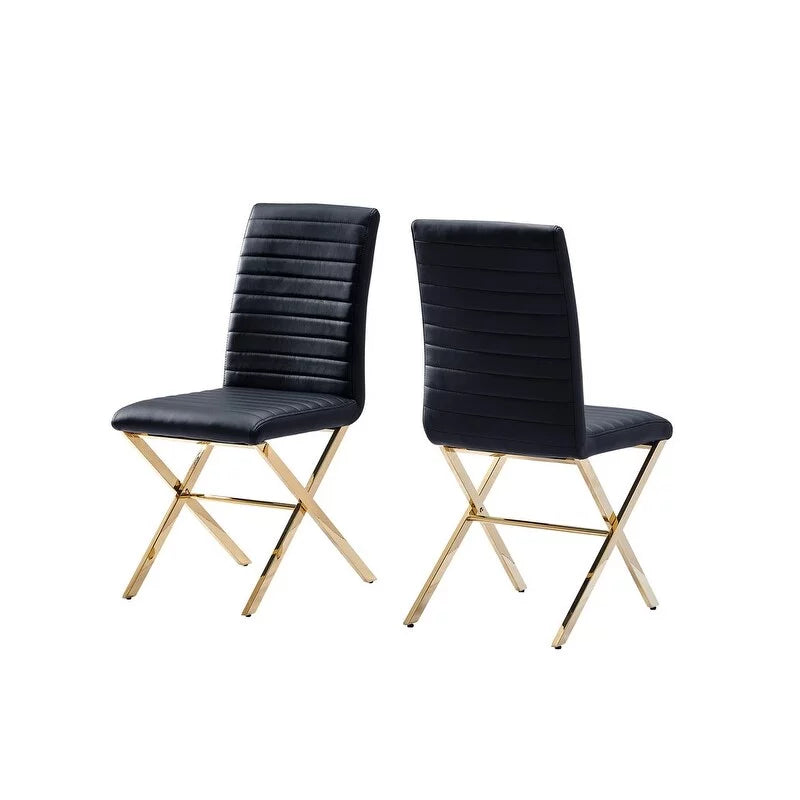 Black Faux Leather Dining Chair Set of 2 J65533