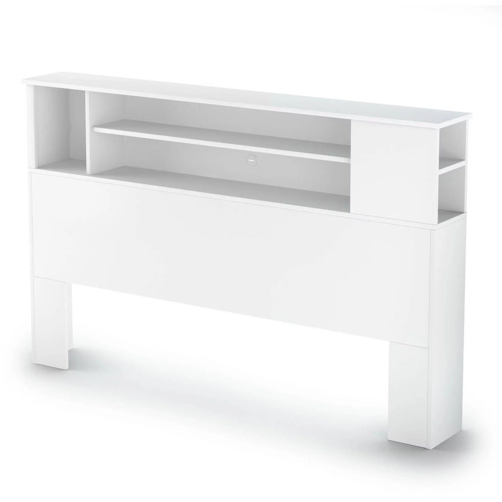 White Wood Full Queen Bookcase Headboard Q724404