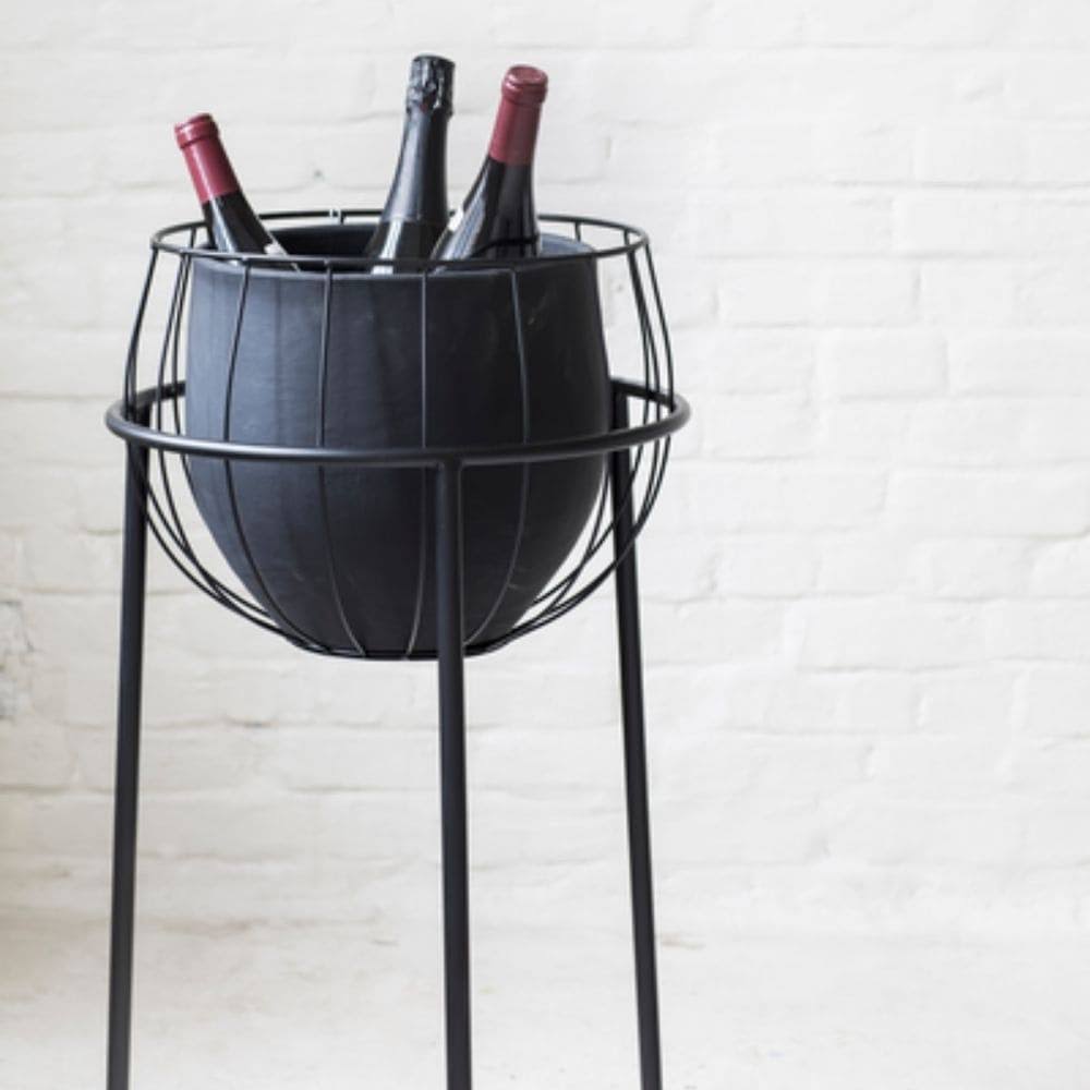 Black Plant Stand Cage with Pot R938990