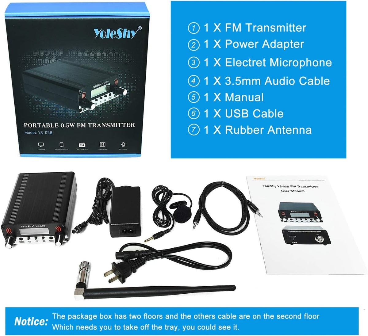 Black FM Transmitter with Antenna D75889
