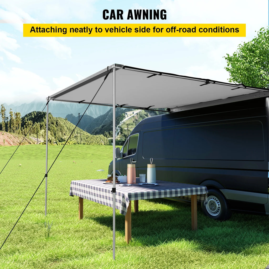 Retractable Waterproof SUV Rooftop Car Awning Grey 7.6'x8.2' L6946