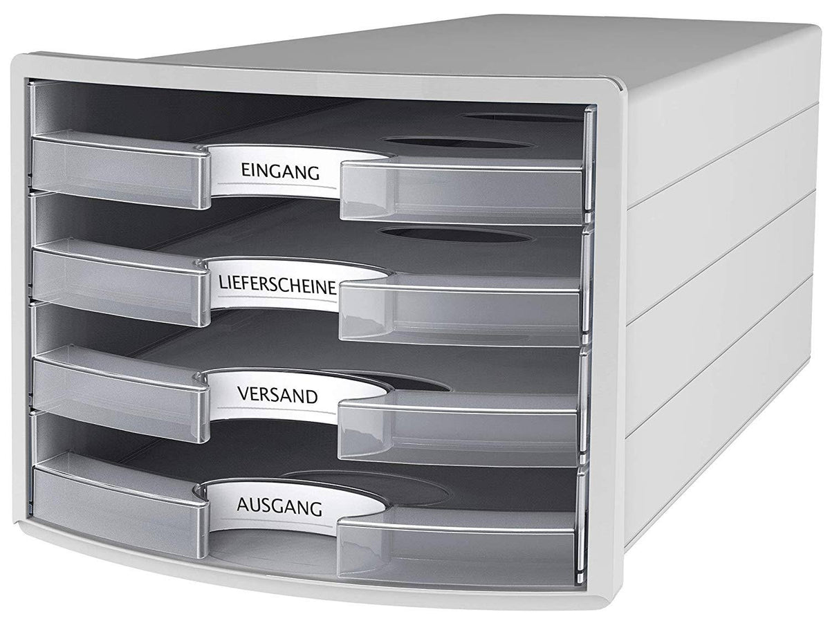 4 Open Drawers Light Grey/ Translucent Clear U629301