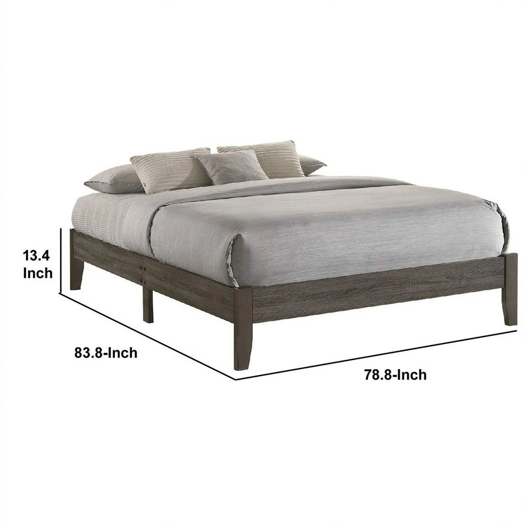 King Size Gray Wooden Platform Bed Q689