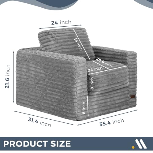 Grey Giant Bean Bag Chair with Pillows and Armrests E3863