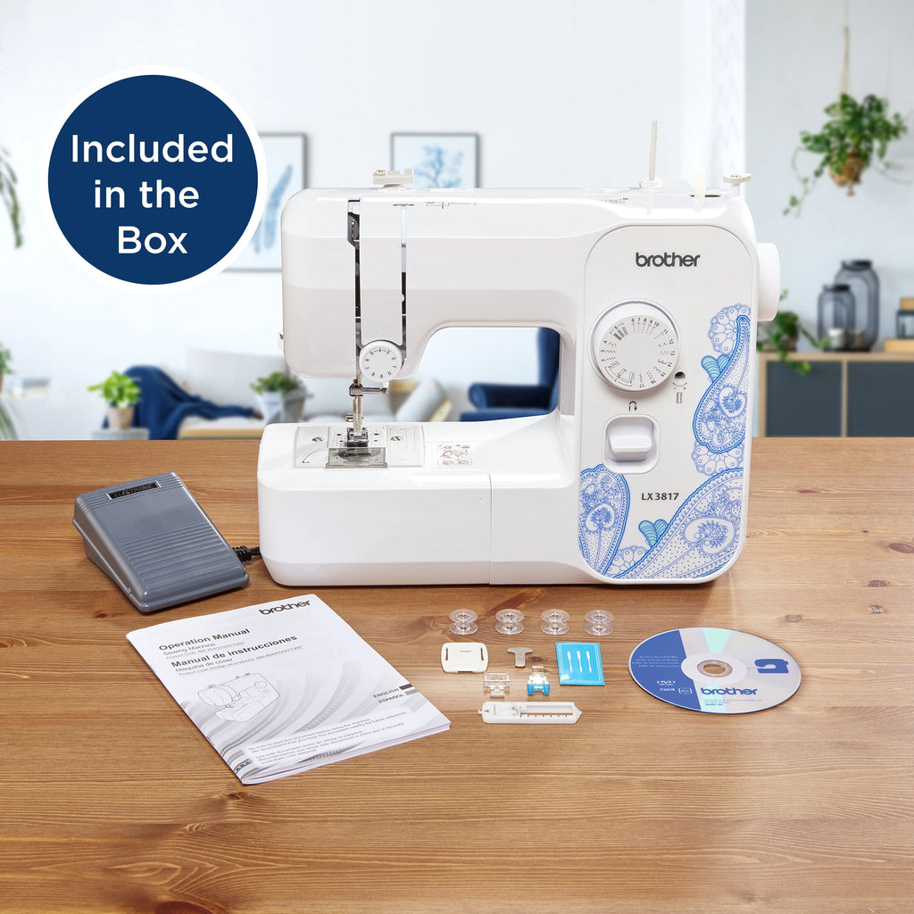 17-Stitch Portable Full-Size Sewing Machine, White S77348