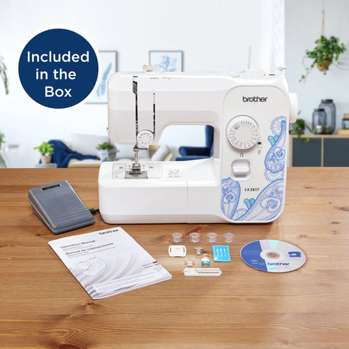 17-Stitch Portable Full-Size Sewing Machine, White S77348