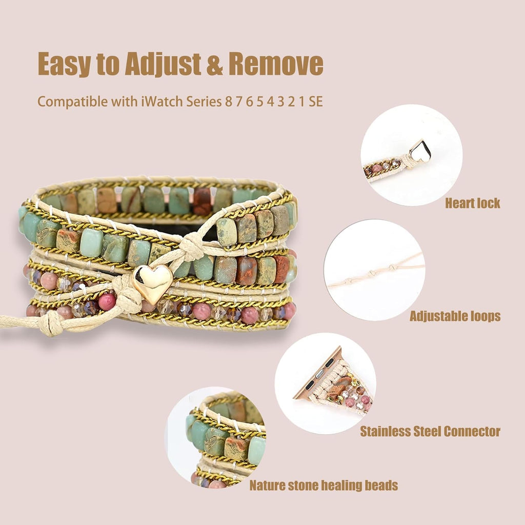 Beaded Watch Band for Apple Watch 42/44/45mm Q793
