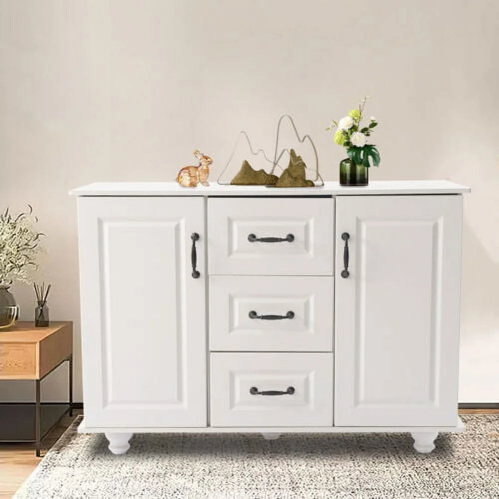 White Wooden 3 Drawer 2 Door Storage Cabinet M4595