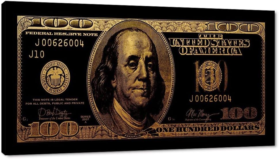 Broken 100 Dollars Bill Poster Print on Canvas Wall Decor Framed Ready to Hang S967329
