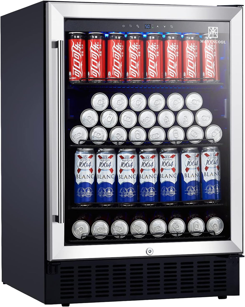 24 Inch 164 Cans Beverage Refrigerator with Glass Door C6062