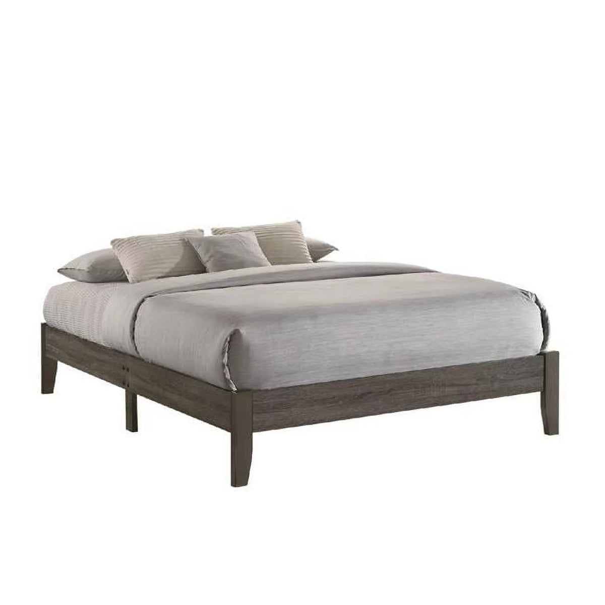 King Size Gray Wooden Platform Bed Q689