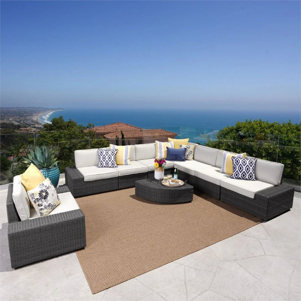 9-Piece Outdoor Wicker Metal Sectional Sofa Set Q93036
