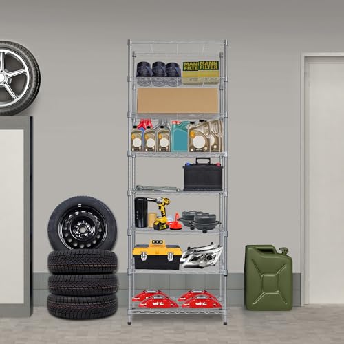 6 Wire Shelving Steel Storage Rack Adjustable Unit Shelves K8753