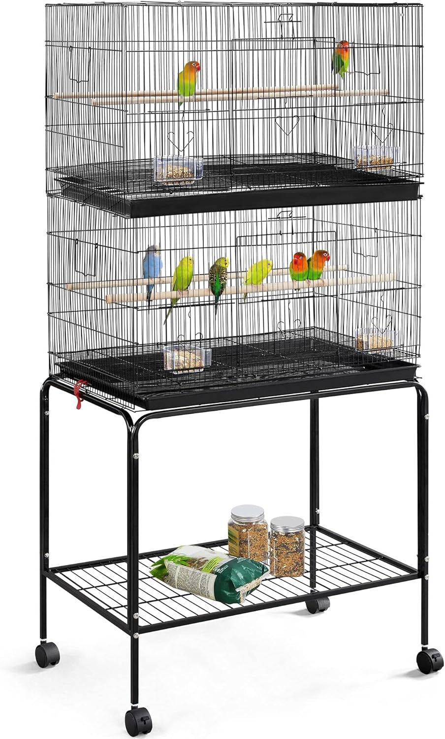 Black Flight Bird Cage with Detachable Rolling Stand M650