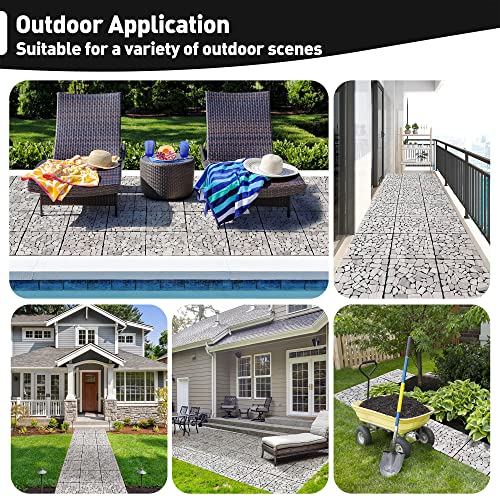 Natural Real Stone Interlocking Floor Deck Tiles 12"x12" W7624