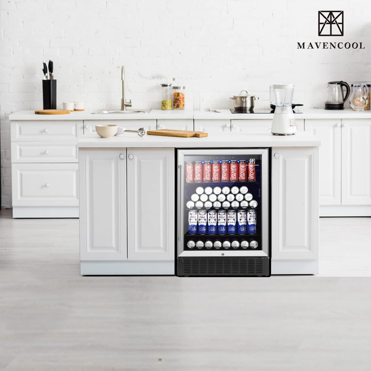 24 Inch 164 Cans Beverage Refrigerator with Glass Door C6062