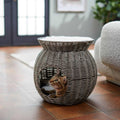 Round Wicker Cat Condo with Top Perch F3011