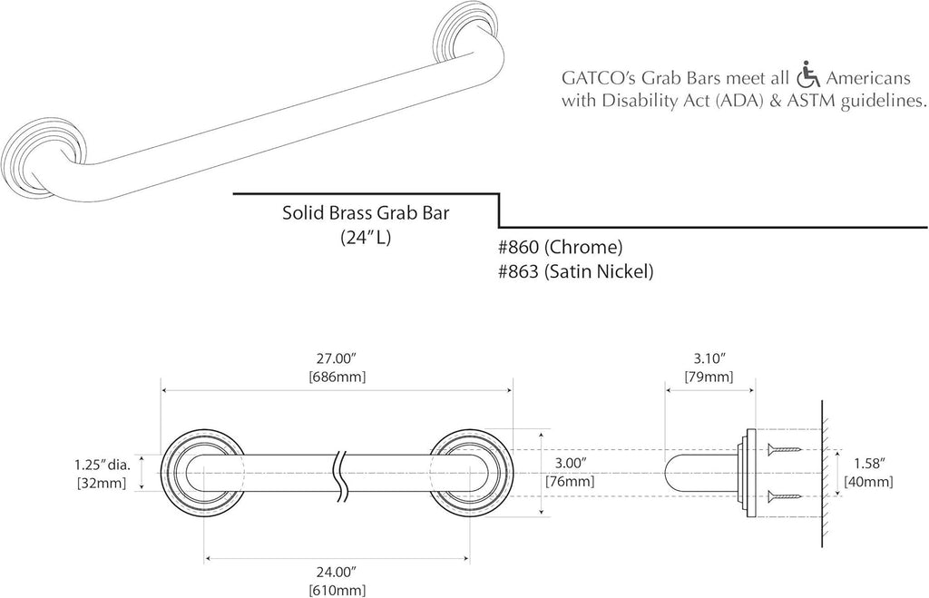 Chrome 24-Inch Grab Bar A62813