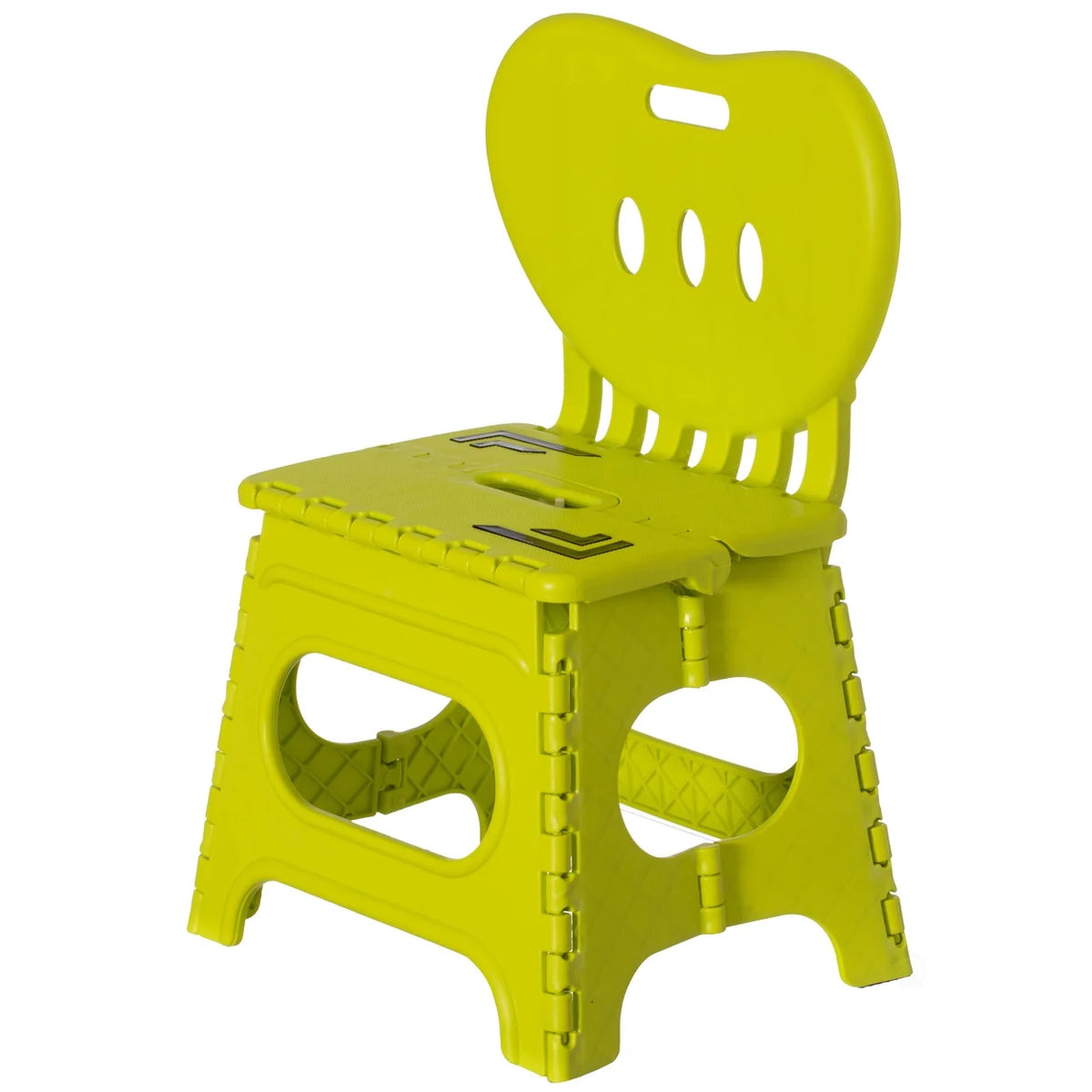 Foldable Step Stool with Back Support and Handle, Green E7855