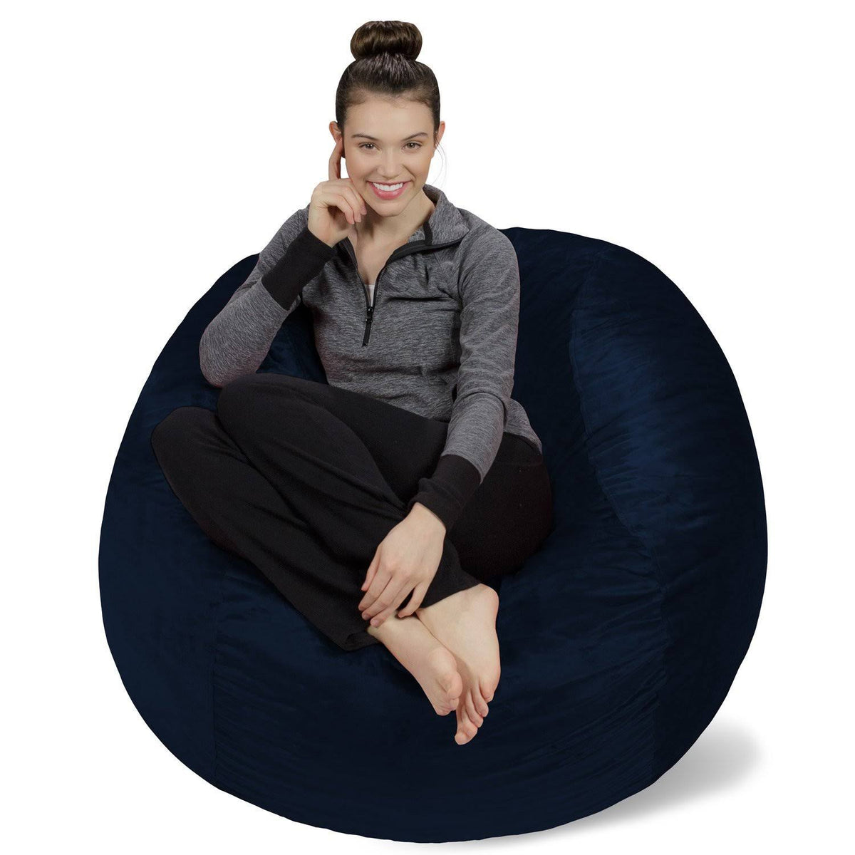Plush Memory Foam Bean Bag Chair Navy 4' H5129