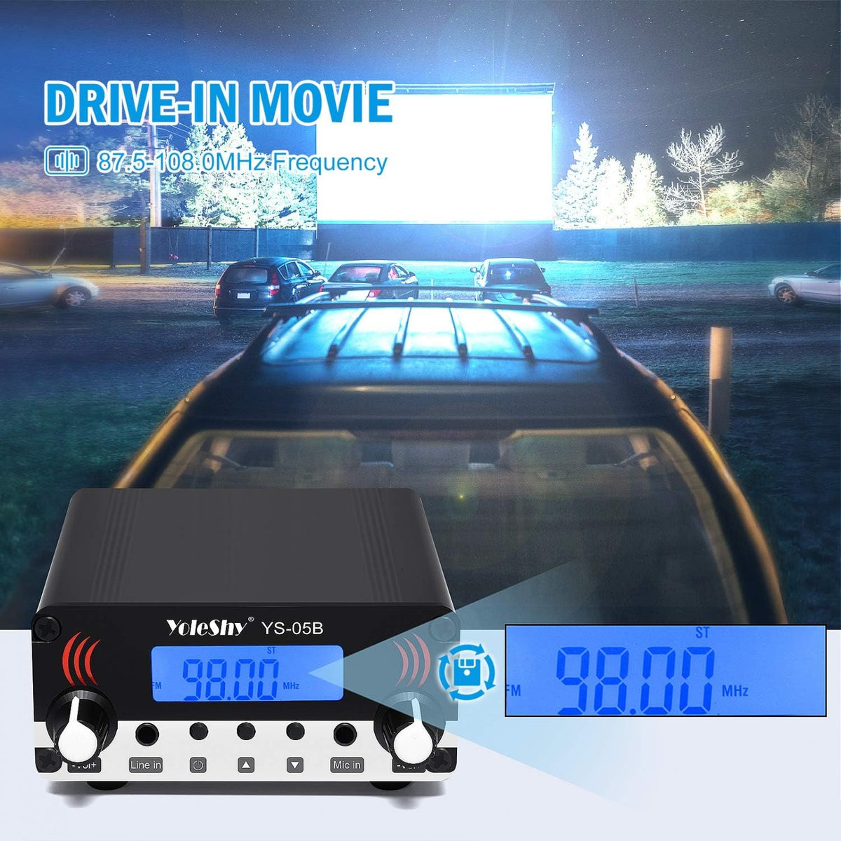 Black FM Transmitter with Antenna D75889