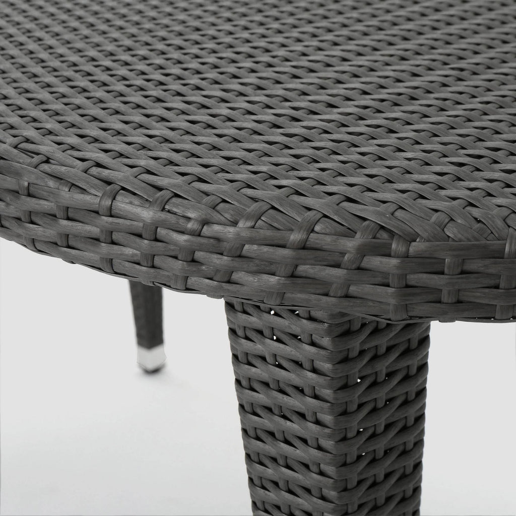Grey Oval Wicker Dining Table D302