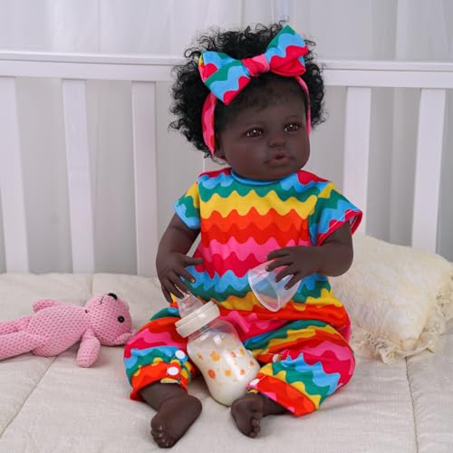18-Inch Realistic Black Baby Doll with Clothes and Toy K622827
