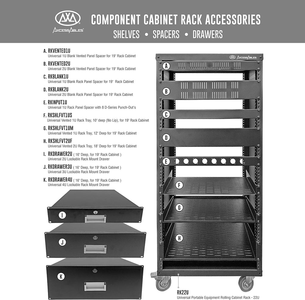 2U Universal Rack Mount Storage Drawer with Lock and Keys C845