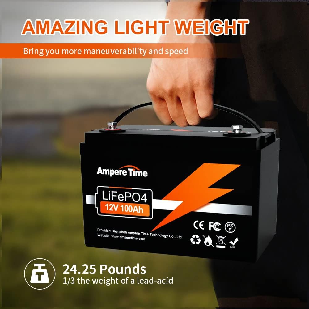 12V 100Ah LiFePO4 Battery with 14.6V 10A Charger H40707