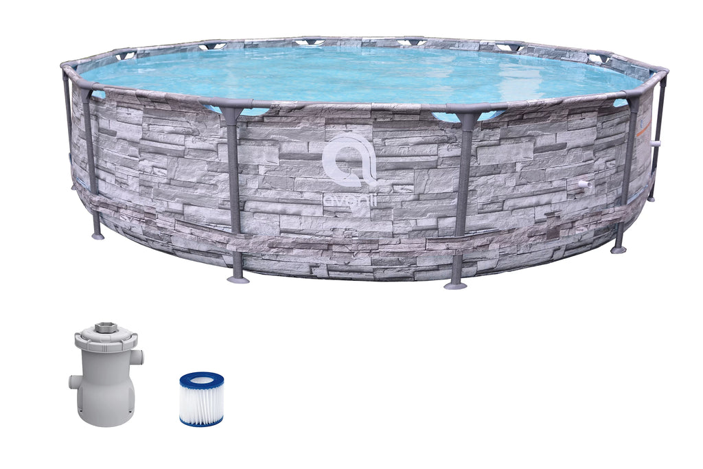 12 ft. Grey Stone Round Above Ground Pool C85989