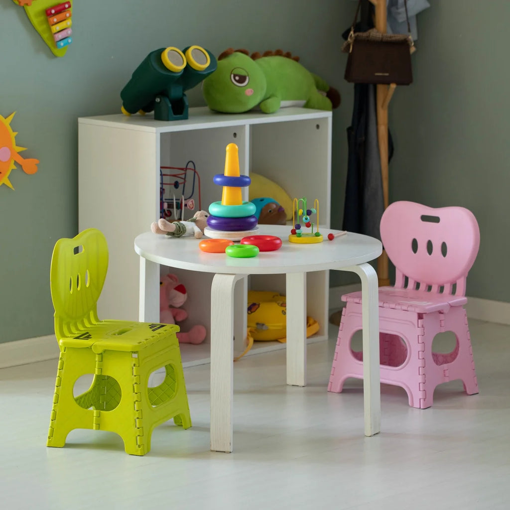 Foldable Step Stool with Back Support and Handle, Green E7855