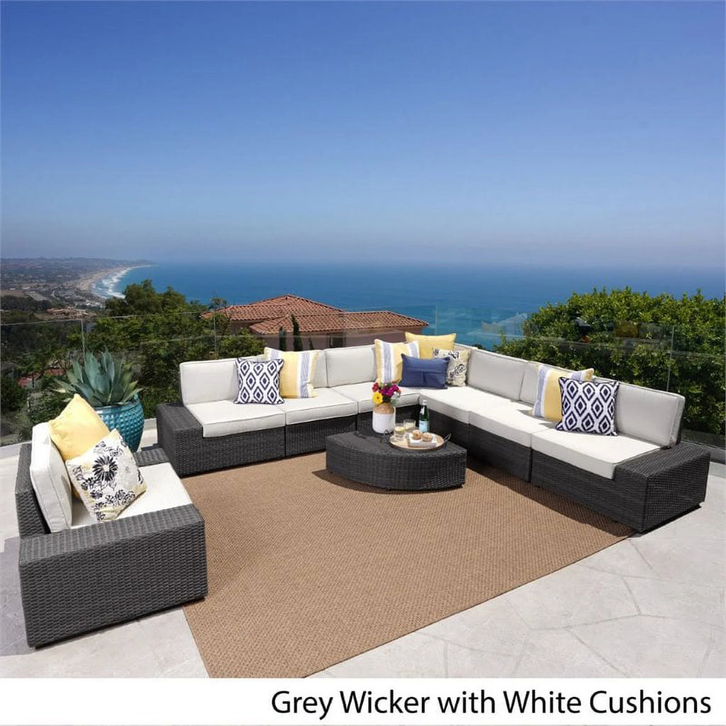 9-Piece Outdoor Wicker Metal Sectional Sofa Set Q93036