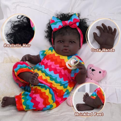 18-Inch Realistic Black Baby Doll with Clothes and Toy K622827
