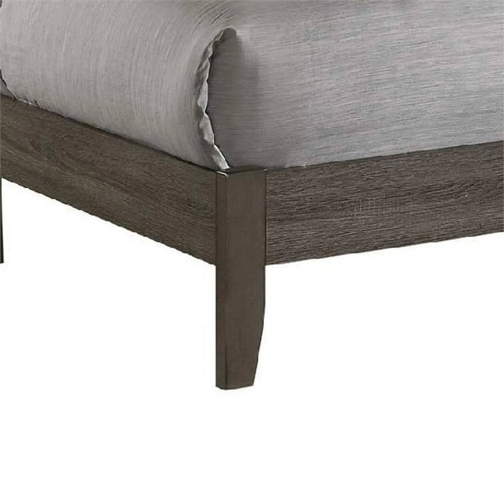 King Size Gray Wooden Platform Bed Q689