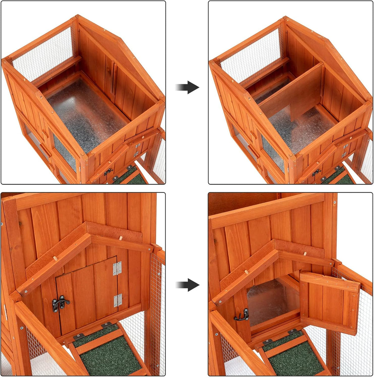 61" Wooden Chicken Coop on Wheels with Waterproof Tray G44759