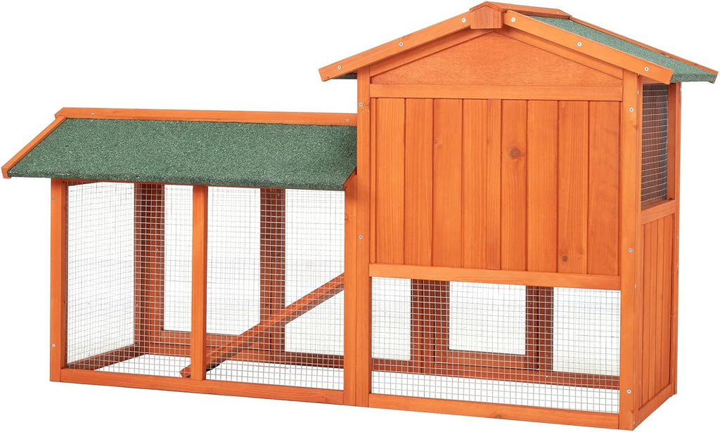 61" Wooden Chicken Coop on Wheels with Waterproof Tray G44759