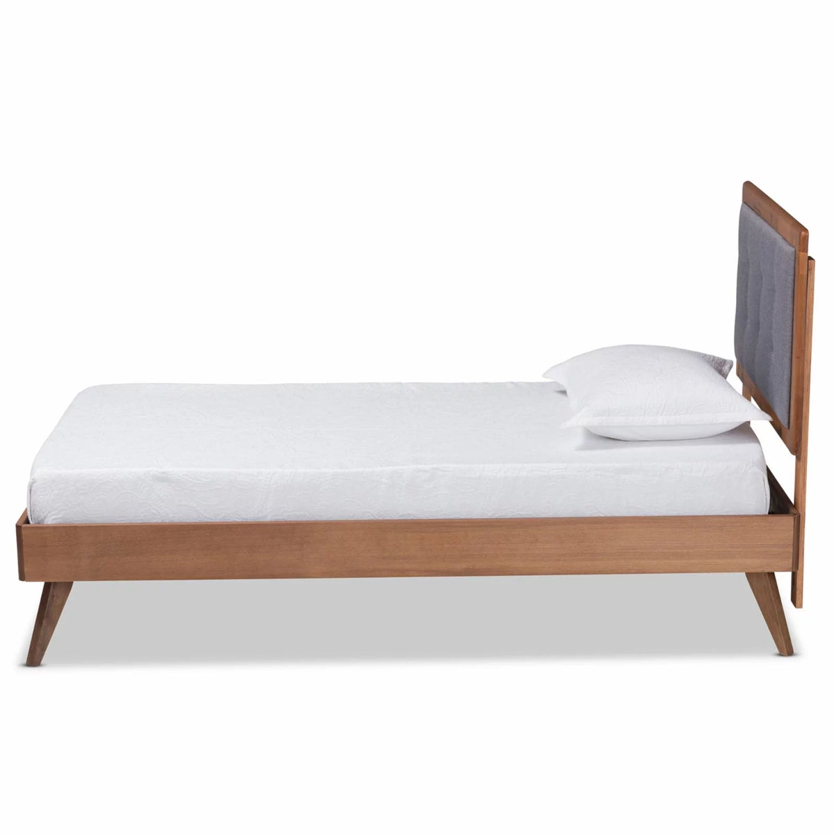 Dark Grey Brown Wood Twin Size Platform Bed O90522