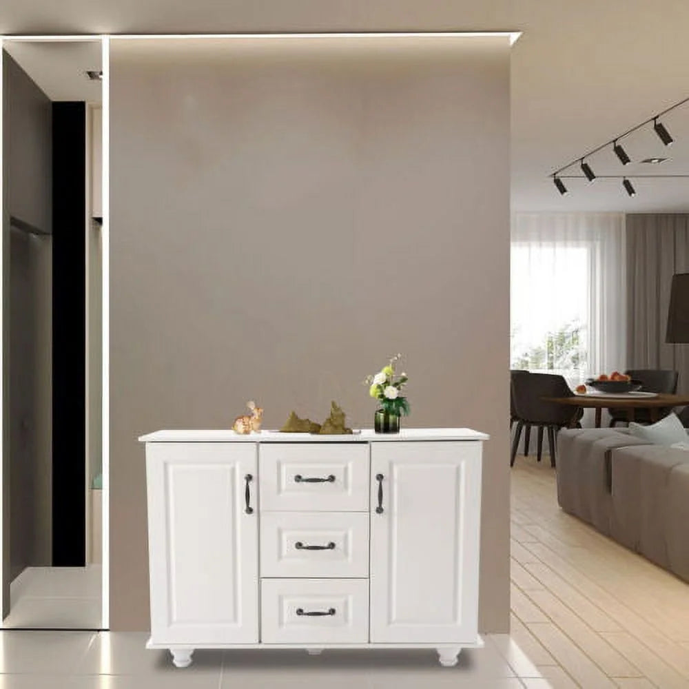 White Wooden 3 Drawer 2 Door Storage Cabinet M4595