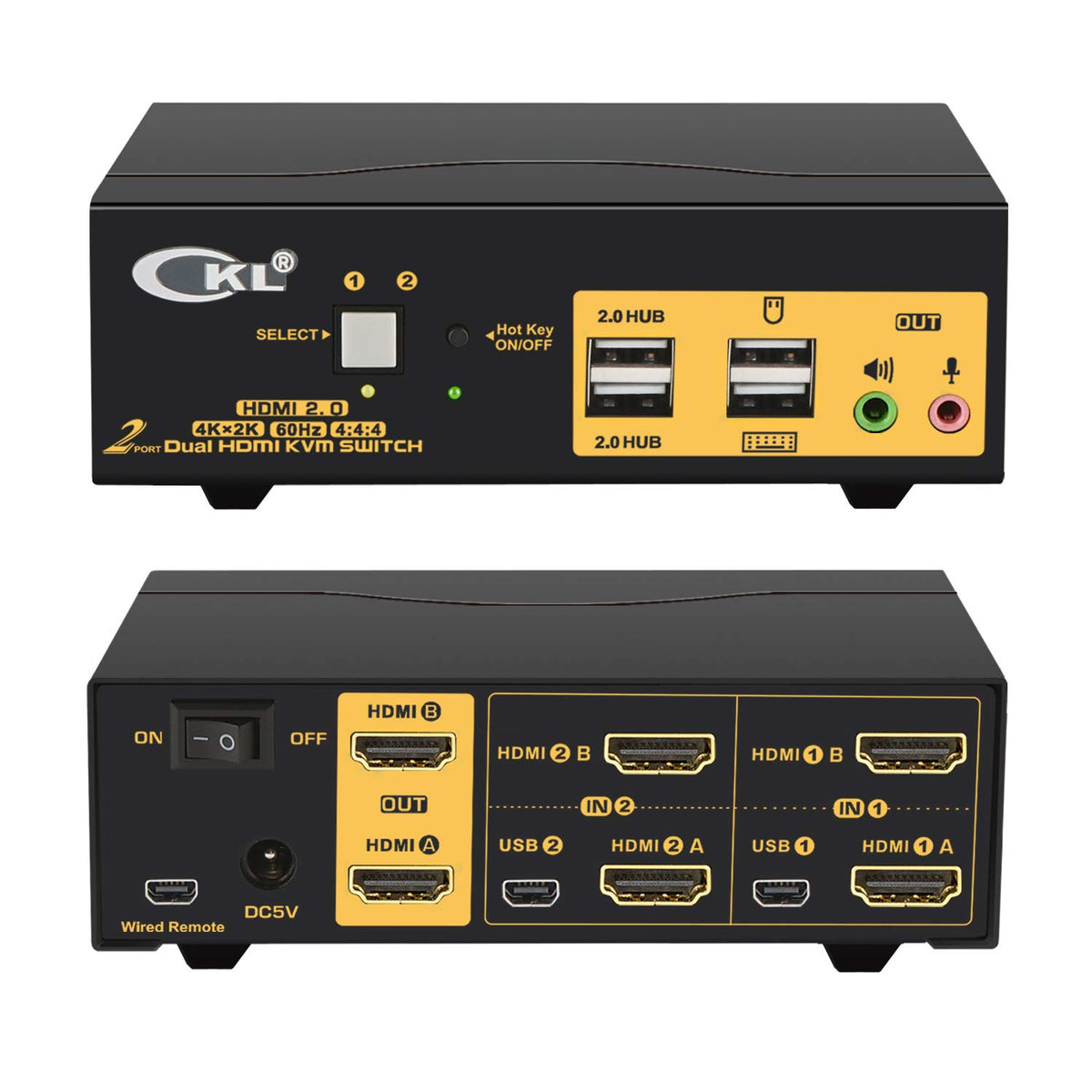 2 Port KVM Switch Dual Monitor HDMI 4K 60Hz with Cables P762