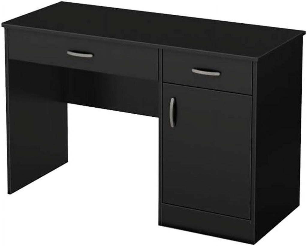 Black Wood Computer Desk with Keyboard Tray and Drawers X543
