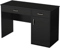 Black Wood Computer Desk with Keyboard Tray and Drawers X543