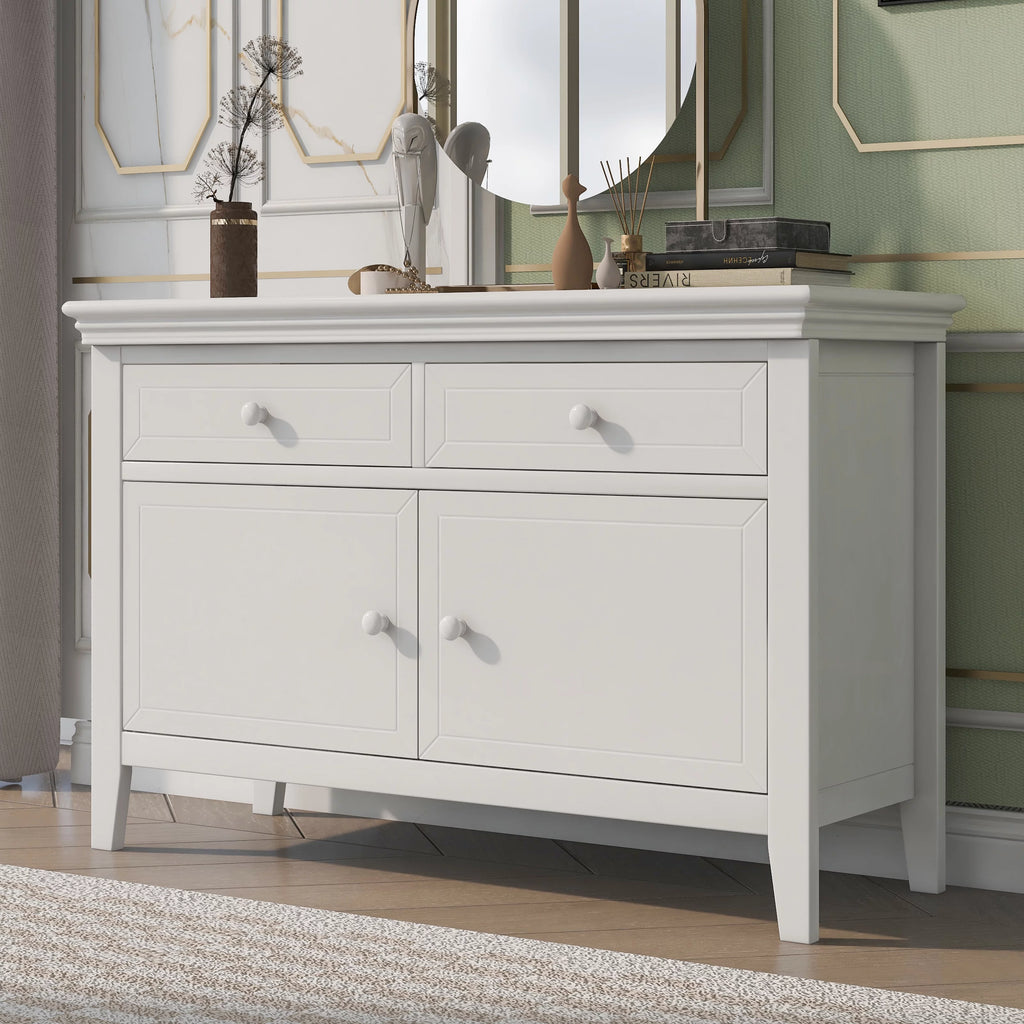 White 2 Drawer 2 Cabinet Solid Wood Dresser U8884