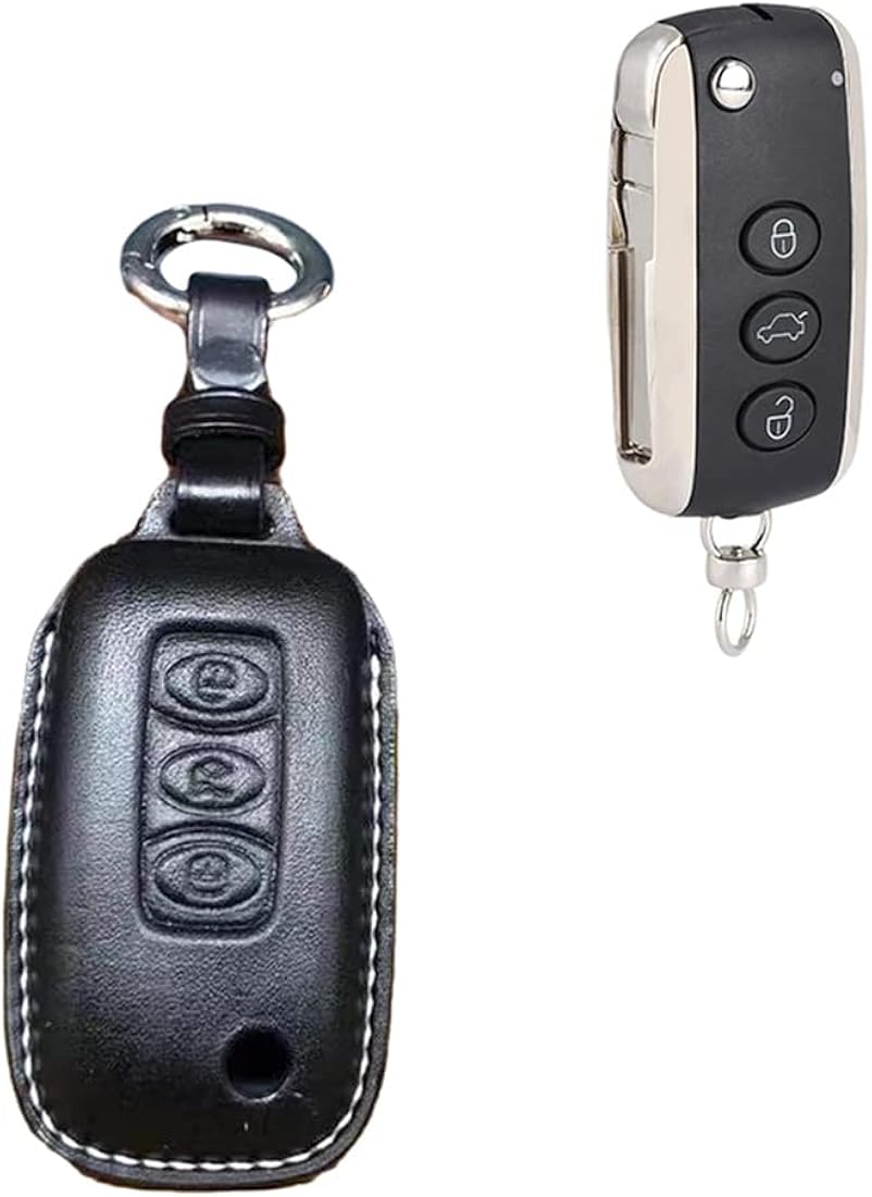 Genuine Leather Remote Key Fob Case Cover with Key Chain Pack of 2 K557