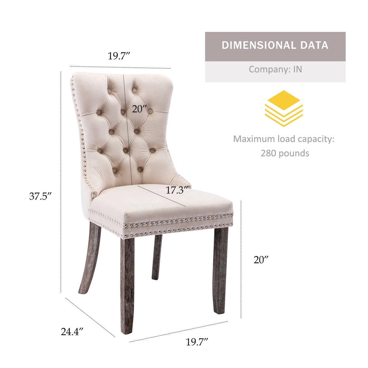 Beige Velvet Tufted Dining Chairs Set of 4 B252075