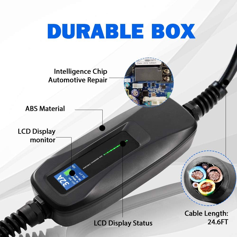 Portable Level 2 Electric Vehicle Charger, NEMA 14-50 26ft Cable D388415